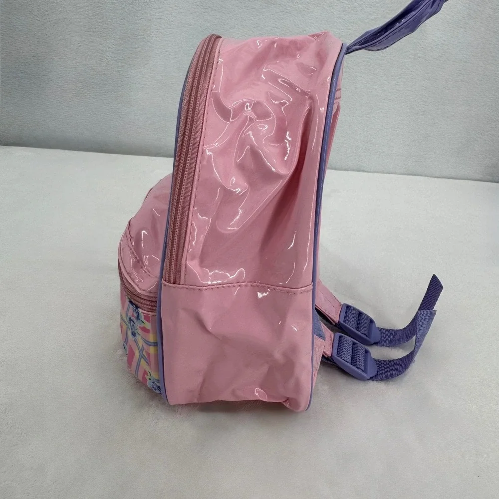 Vintage Barbie Mini Backpack 1996 Pink Plaid Rose Floral Glossy PVC Rare 90s Bag